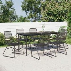 Ensemble à manger de jardin 7 pcs Noir Rotin PVC 567315567315