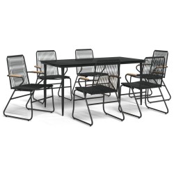 Ensemble à manger de jardin 7 pcs Noir Rotin PVC 567315567315