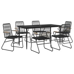 Ensemble à manger de jardin 7 pcs Noir Rotin PVC 567315567315