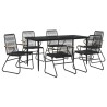 Ensemble à manger de jardin 7 pcs Noir Rotin PVC 567315567315