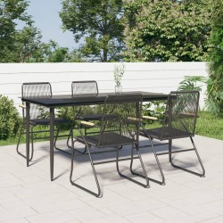 Ensemble à manger de jardin 5 pcs Noir Rotin PVC 567316567316