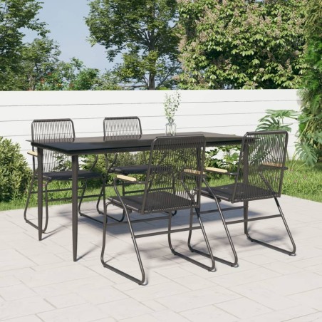 Ensemble à manger de jardin 5 pcs Noir Rotin PVC 567316567316