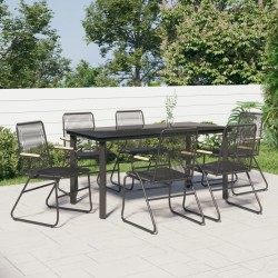 Ensemble à manger de jardin 7 pcs Noir Rotin PVC 567317567317