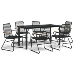 Ensemble à manger de jardin 7 pcs Noir Rotin PVC 567317567317