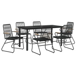 Ensemble à manger de jardin 7 pcs Noir Rotin PVC 567317567317