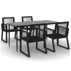 Ensemble à manger de jardin 5 pcs Noir Rotin PVC 567318567318