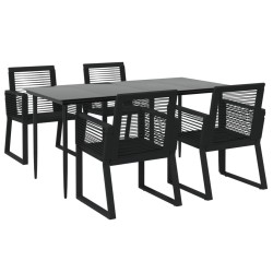 Ensemble à manger de jardin 5 pcs Noir Rotin PVC 567318567318