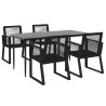Ensemble à manger de jardin 5 pcs Noir Rotin PVC 567318567318