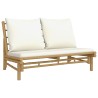 Salon de jardin 4 pcs avec coussins blanc crème bambou 567319567319
