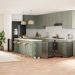 Barrière pour chien porte pliable 6 panneaux noir bois peuplier 567321567321