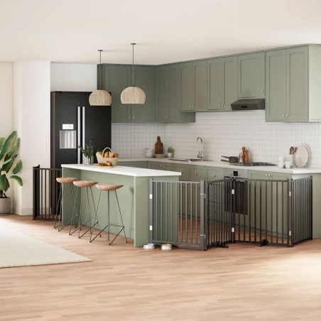 Barrière pour chien porte pliable 6 panneaux noir bois peuplier 567321567321