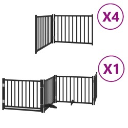 Barrière pour chien porte pliable 12panneaux noir bois peuplier 567331567331