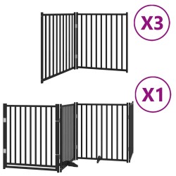 Barrière pour chien porte pliable 10panneaux noir bois peuplier 567335567335