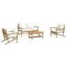 Salon de jardin 4 pcs avec coussins blanc crème bambou 567336567336