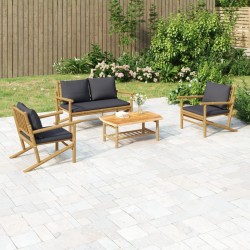 Salon de jardin 4 pcs avec coussins gris foncé bambou 567337567337