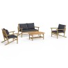 Salon de jardin 4 pcs avec coussins gris foncé bambou 567337567337