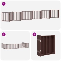 Barrière pour chien porte pliable 12 panneaux bois de peuplier 567341567341