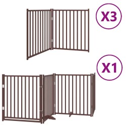Barrière pour chien porte pliable 10 panneaux bois de peuplier 567342567342