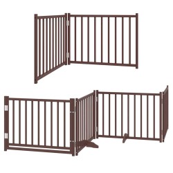 Barrière pour chien porte pliable 10 panneaux bois de peuplier 567342567342