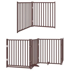Barrière pour chien porte pliable 10 panneaux bois de peuplier 567342567342
