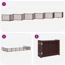 Barrière pour chien porte pliable 12 panneaux bois de peuplier 567344567344