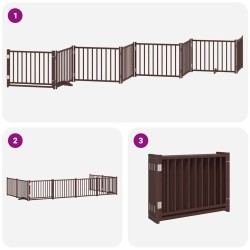 Barrière pour chien porte pliable 8 panneaux bois de peuplier 567346567346