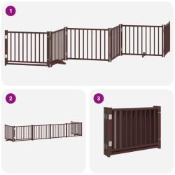 Barrière pour chien avec porte pliable 6 panneaux bois peuplier 567347567347