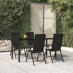 Ensemble à manger de jardin 5 pcs Noir Résine tressée 567348567348