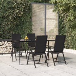 Ensemble à manger de jardin 5 pcs Noir Résine tressée 567349567349
