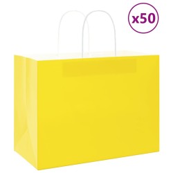 Sacs en papier 50 pcs avec poignées jaune 32x17x25 cm 567371567371