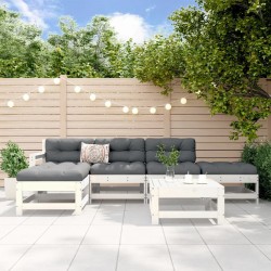 Salon de jardin 6 pcs Blanc Bois de pin massif 567372567372