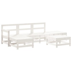 Salon de jardin 6 pcs Blanc Bois de pin massif 567372567372