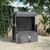Strandkorb avec auvent poly rotin bois solide anthracite noir 567373567373