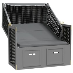 Strandkorb avec auvent poly rotin bois solide anthracite noir 567373567373