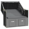 Strandkorb avec auvent poly rotin bois solide anthracite noir 567373567373