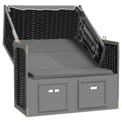 Strandkorb avec auvent poly rotin bois solide anthracite noir 567373567373