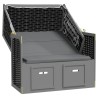 Strandkorb avec auvent poly rotin bois solide anthracite noir 567373567373