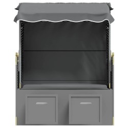 Strandkorb avec auvent poly rotin bois solide anthracite noir 567373567373