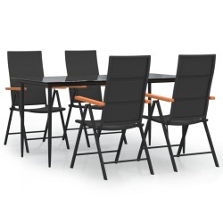 Ensemble à manger de jardin 5 pcs Noir et marron Résine tressée 567378567378