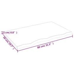 Dessus de table 80x50x2 cm bois de chêne massif non traité 567381567381
