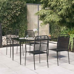 Ensemble à manger de jardin 5 pcs Noir Corde de coton et acier 567387567387