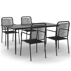 Ensemble à manger de jardin 5 pcs Noir Corde de coton et acier 567387567387