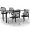 Ensemble à manger de jardin 5 pcs Noir Corde de coton et acier 567387567387