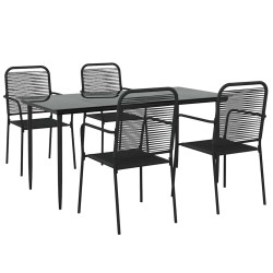 Ensemble à manger de jardin 5 pcs Noir Corde de coton et acier 567387567387