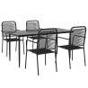Ensemble à manger de jardin 5 pcs Noir Corde de coton et acier 567387567387