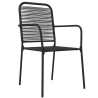 Ensemble à manger de jardin 5 pcs Noir Corde de coton et acier 567387567387