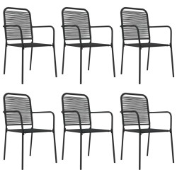 Ensemble à manger de jardin 7 pcs Noir Corde de coton et acier 567388567388