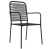Ensemble à manger de jardin 7 pcs Noir Corde de coton et acier 567388567388