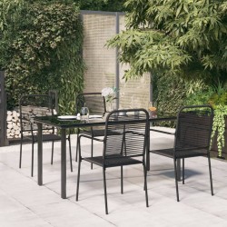 Ensemble à manger de jardin 5 pcs Noir Corde de coton et acier 567389567389