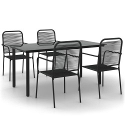Ensemble à manger de jardin 5 pcs Noir Corde de coton et acier 567389567389
